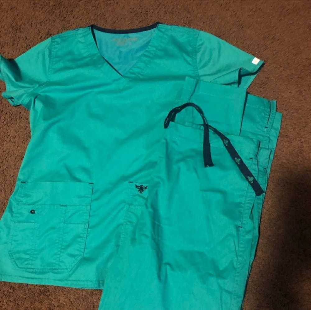 Teal Med Couture Scrub set